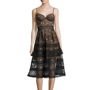 Self Portrait Paisley Midi Dress Black